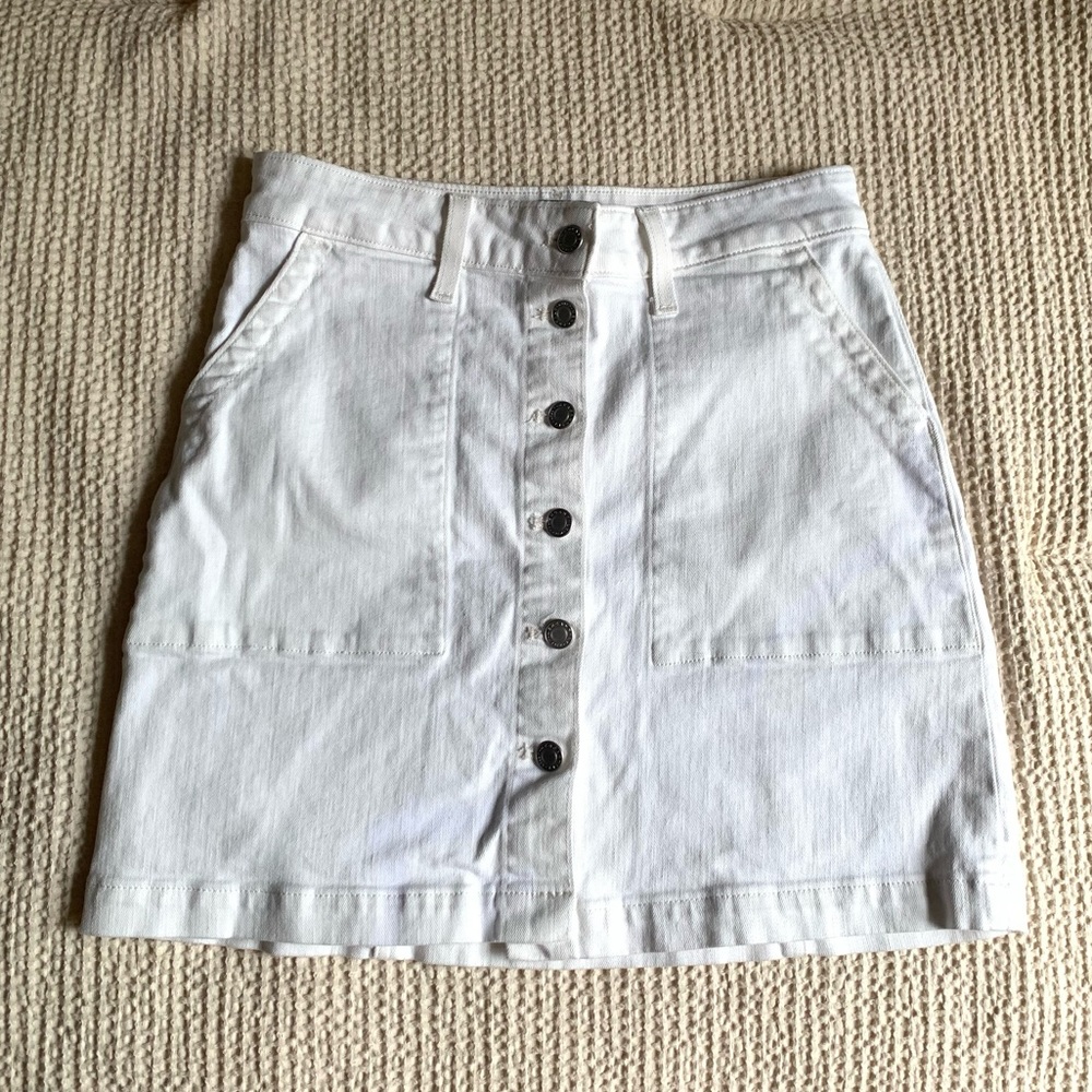 J Crew Mercantile White Button Down Denim Skirt